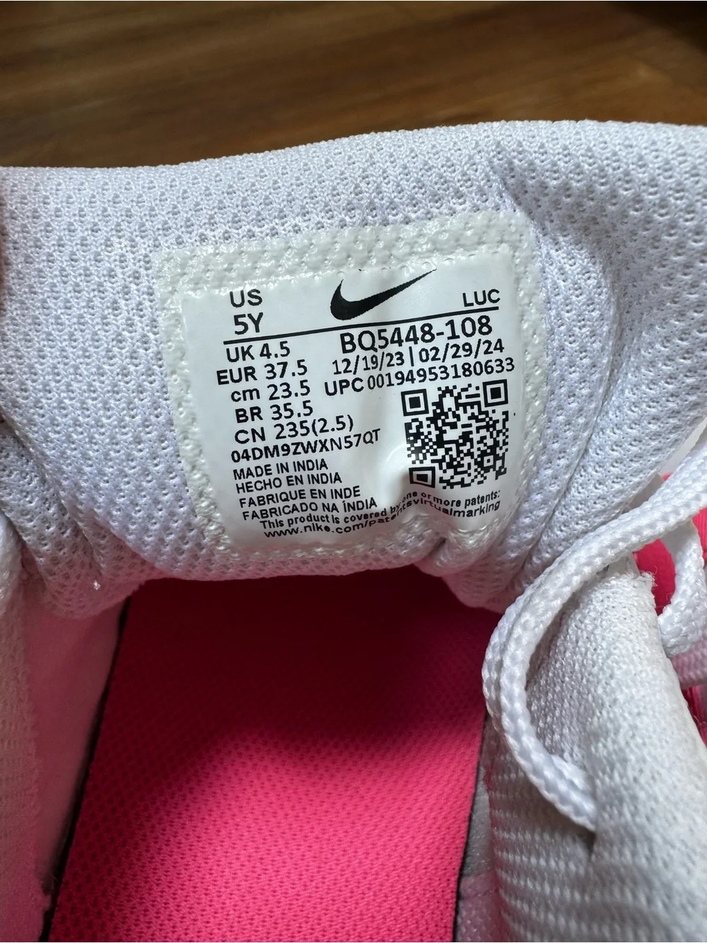 Nike Court Youth white and pink